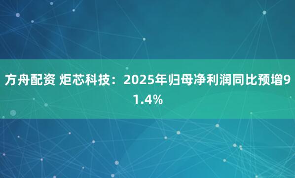 方舟配资 炬芯科技：2025年归母净利润同比预增91.4%